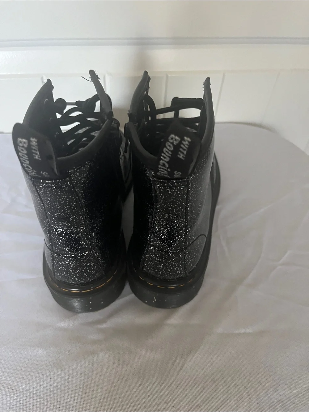 Dr. Martens Black Sparkle Lace-Up Boots